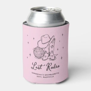 Pink Disco Cowgirl Last Rodeo Bachelorette Party Can Cooler