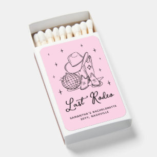 Pink Disco Cowgirl Last Rodeo Bachelorette Party Matchboxes