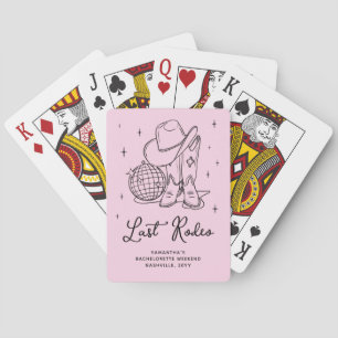 Pink Disco Cowgirl Last Rodeo Bachelorette Party Poker Cards