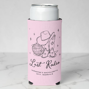 Pink Disco Cowgirl Last Rodeo Bachelorette Party Seltzer Can Cooler