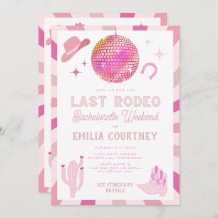 Pink Disco Cowgirl Last Rodeo Bachelorette Weekend Invitation