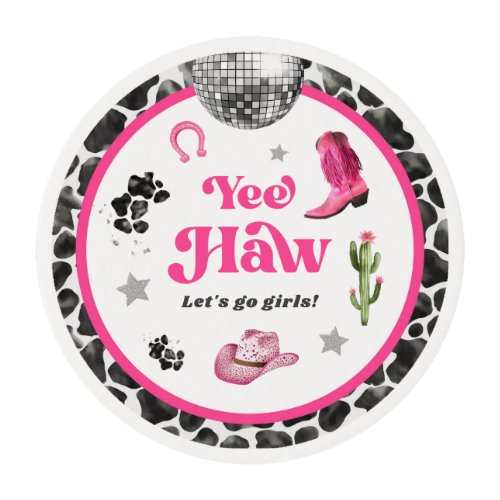 Pink Disco Cowgirl Party Edible Frosting Rounds