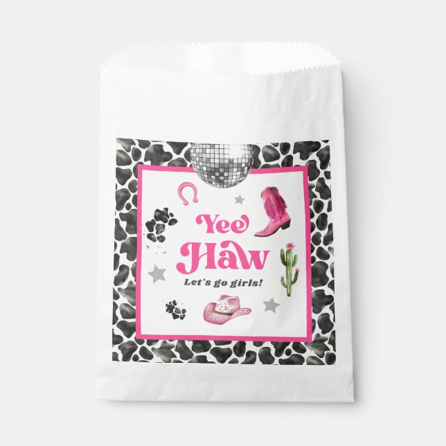 Pink Disco Cowgirl Party Favor Bags (Front)