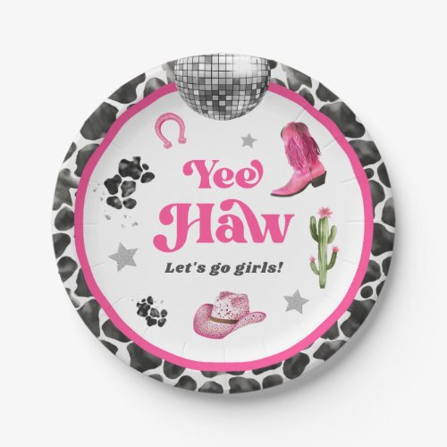 Pink Disco Cowgirl Party Paper Plate