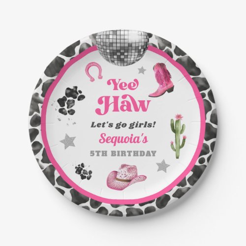 Pink Disco Cowgirl Party Paper Plate