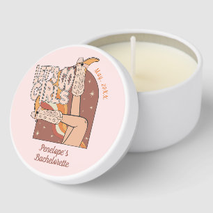 Pink Disco Cowgirl Retro Bachelorette Party Favor Mini Candle Favors