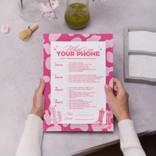 Pink Disco Cowgirl What's On Your Phone Game