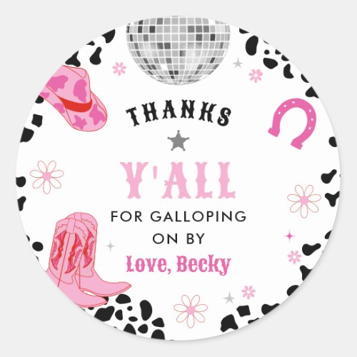 Pink Disco First Rodeo Girl First Birthday Classic Round Sticker