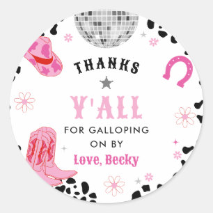 Pink Disco First Rodeo Girl First Birthday Classic Round Sticker