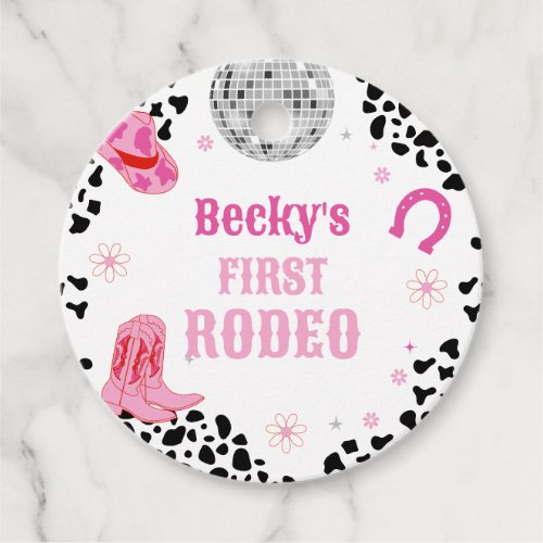 Pink Disco First Rodeo Wild West Girl 1st Birthday Favor Tags