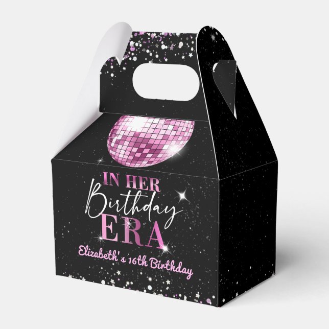 Pink Disco In My Birthday Era Birthday Favor Boxes (Front Side)