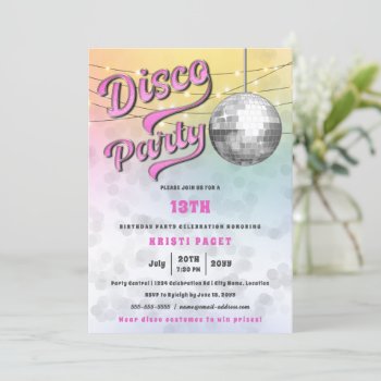 Pink Disco Party Birthday Invitation by SocialiteDesigns at Zazzle