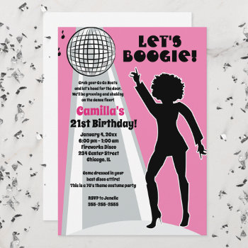 Pink Disco Party Women's Birthday Boogie Invitation by allpetscherished at Zazzle