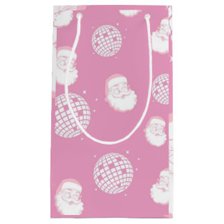 Pink Disco Santa Claus Small Gift Bag