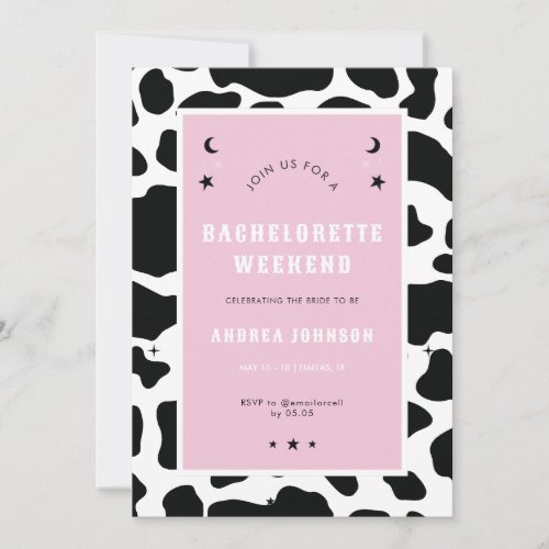 Pink Disco Space Cowgirl Bachelorette Party Simple Invitation
