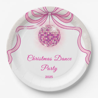 Pink Disco Sparkle Girls’ Christmas Party Paper Plates