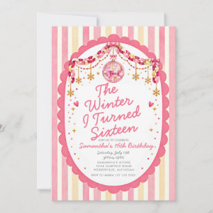 Pink Disco The Winter I Turned Sixteen Birthday Invitation