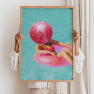 Pink Disco Wall Poster - Girly Dorm Decor