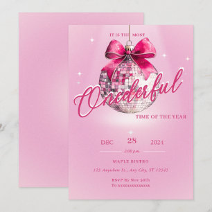 Pink Discoball Onederful Birthday Invitation