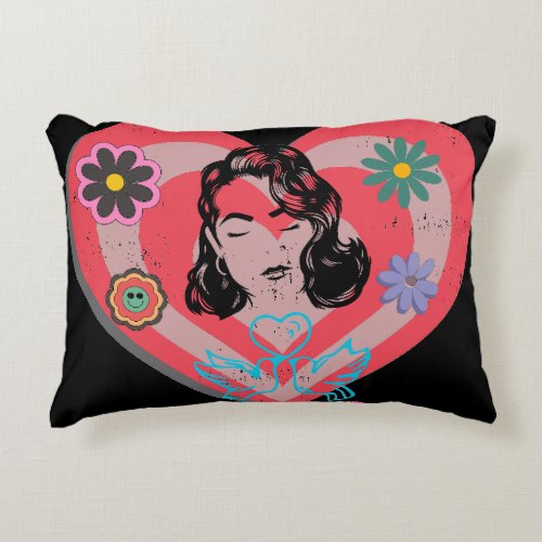 Pink Distress Retro Stay At Home Moms Affection  Accent Pillow