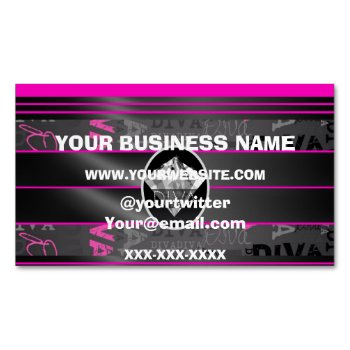 Pink Diva Diamond Bling Business Card Magnet by TeensEyeCandy at Zazzle
