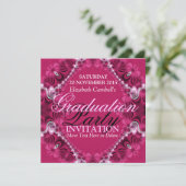 Pink Diva Fractal Lace Graduation Party Invitation (Standing Front)