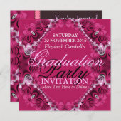 Pink Diva Fractal Lace Graduation Party Invitation (Front/Back)