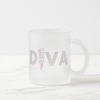 Pink Diva Frosted Glass Coffee Mug
