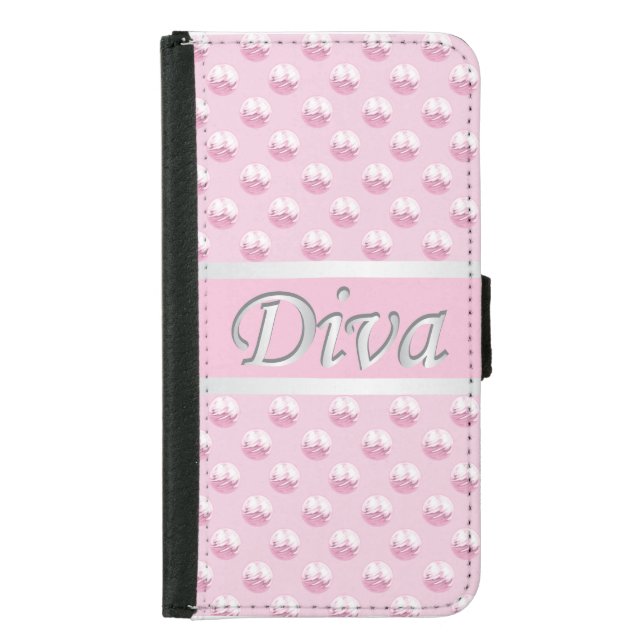 Pink Diva Samsung Galaxy Wallet Case (Front)