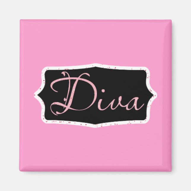 Pink Diva Word Art - Customized Magnet (Front)
