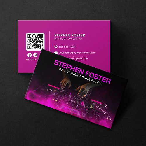 Pink DJs Signer Musician Deejay Music Producer Business Card