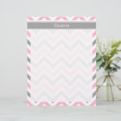 Pink Dk Gray White LG Chevron Gray Name Monogram (Standing Front)