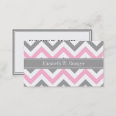 Pink Dk Gray White LG Chevron Gray Name Monogram Business Card (Front/Back)