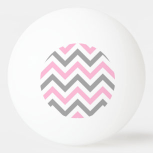 Pink, Dk Gray Wht Large Chevron ZigZag Pattern Ping-Pong Ball