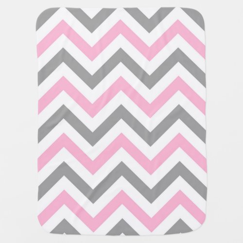 Pink Dk Gray Wht Large Chevron ZigZag Pattern Stroller Blanket