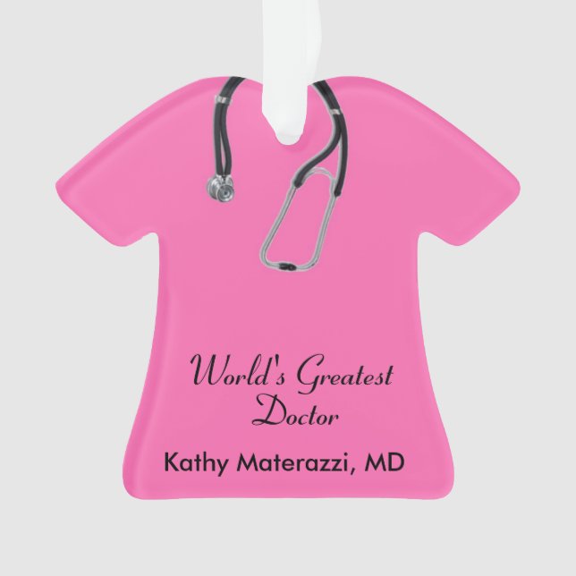 Pink Doctor Scrubs Christmas Ornament (Front)