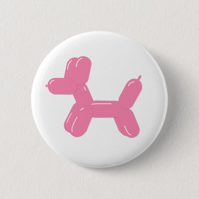 Pink dog balloon animal button (Front)