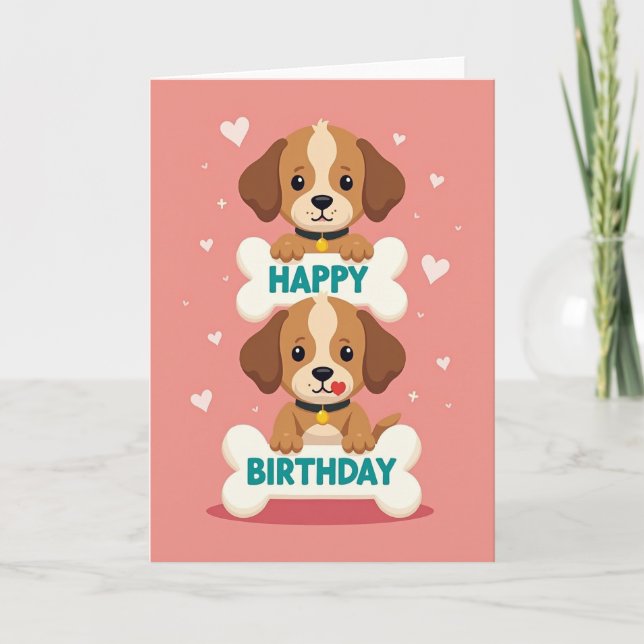 Pink Dog Birthday Card (Front)