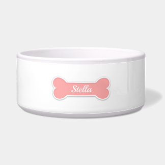 Pink Dog Bone With Custom Pet Name Bowl
