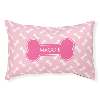Pink Dog Bone With Pet's Own Name Pet Bed