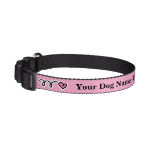 Pink Dog Collar with heart and custom name