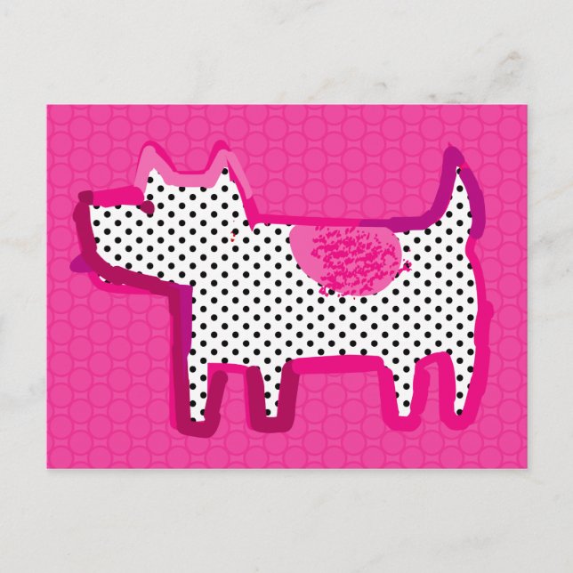 'pink dog' digital painting Postcard (Front)