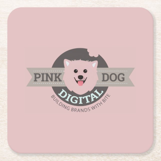 Pink Dog Digital Paper Coaster (Front)