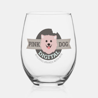 Pink Dog Digital Stemless Wine Glass