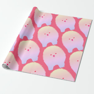 Pink Dog, Dog Art , Pomeranian Wrapping Paper