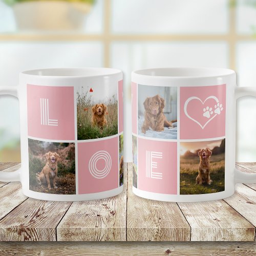 Pink Dog Lover Heart Love Photo Collage Coffee Mug