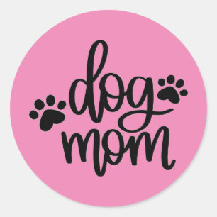 Pink Dog Mom Paws Classic Round Sticker