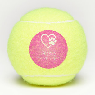 Pink Dog Name Tennis Ball 'toss, fetch, repeat'