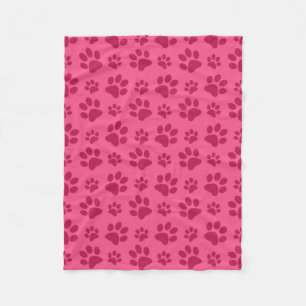 Pink dog paw print fleece blanket