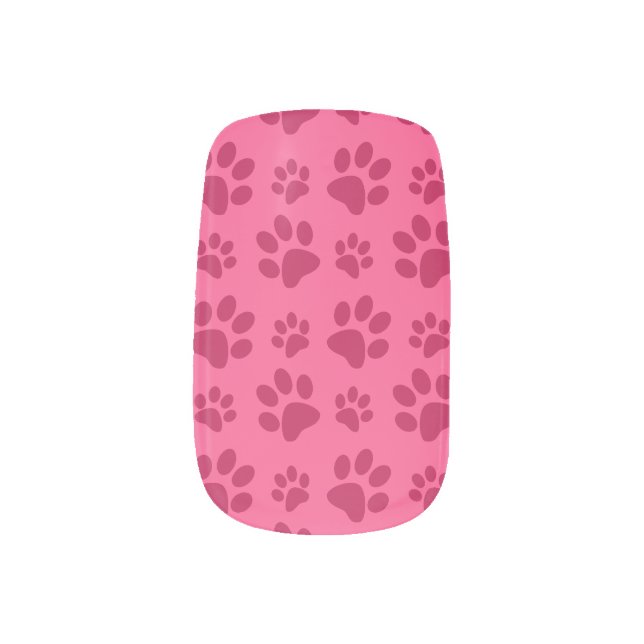 Pink dog paw print minx nail wraps (Left Thumb)